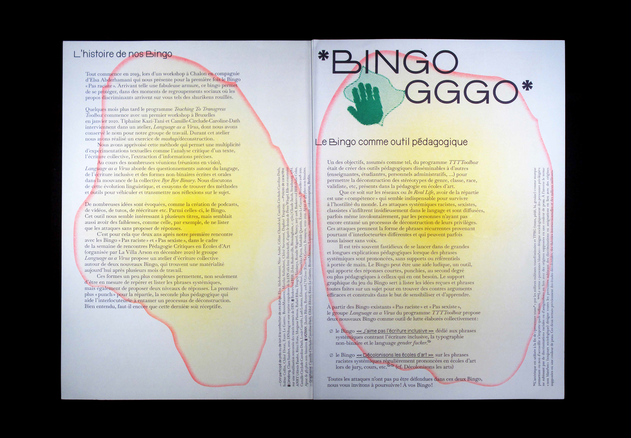 Première et quatrième de couverture du Bingo Gggo imprimé en risographie