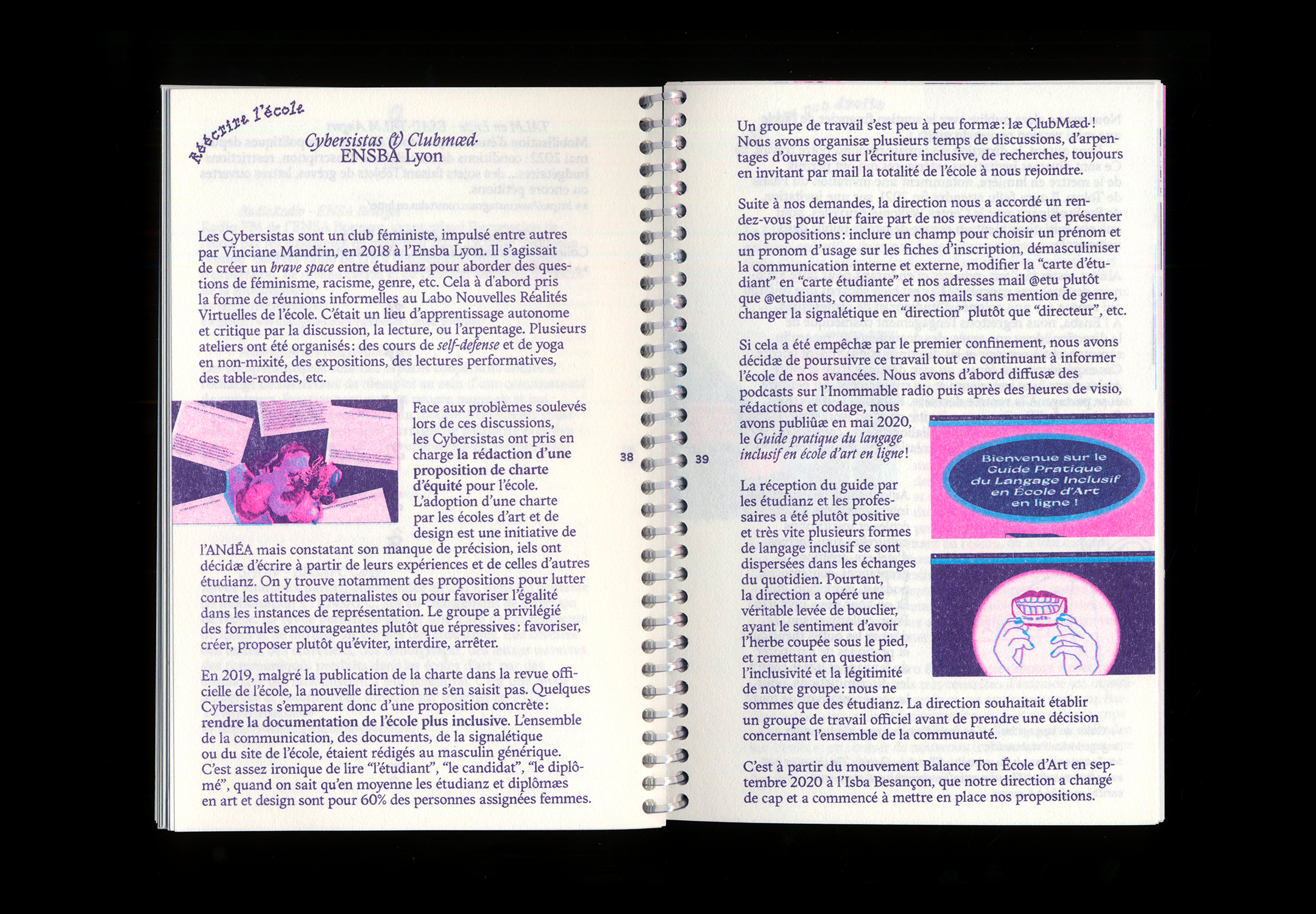 Double-page du guide, contenant du texte et quelques images.