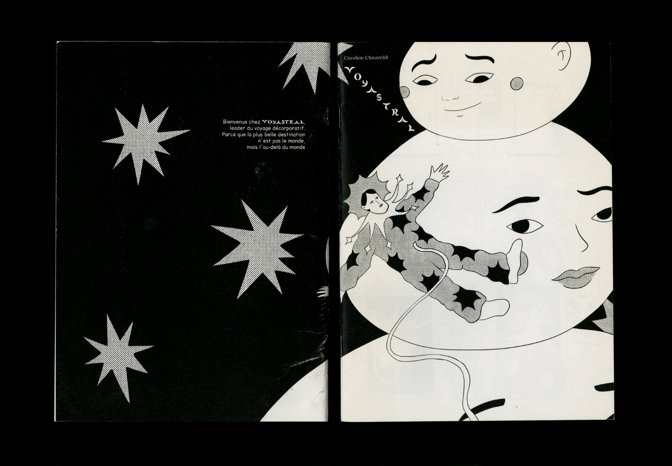 Couverture et quatrième de couverture en noir et blanc, avec une illustration et un court texte.