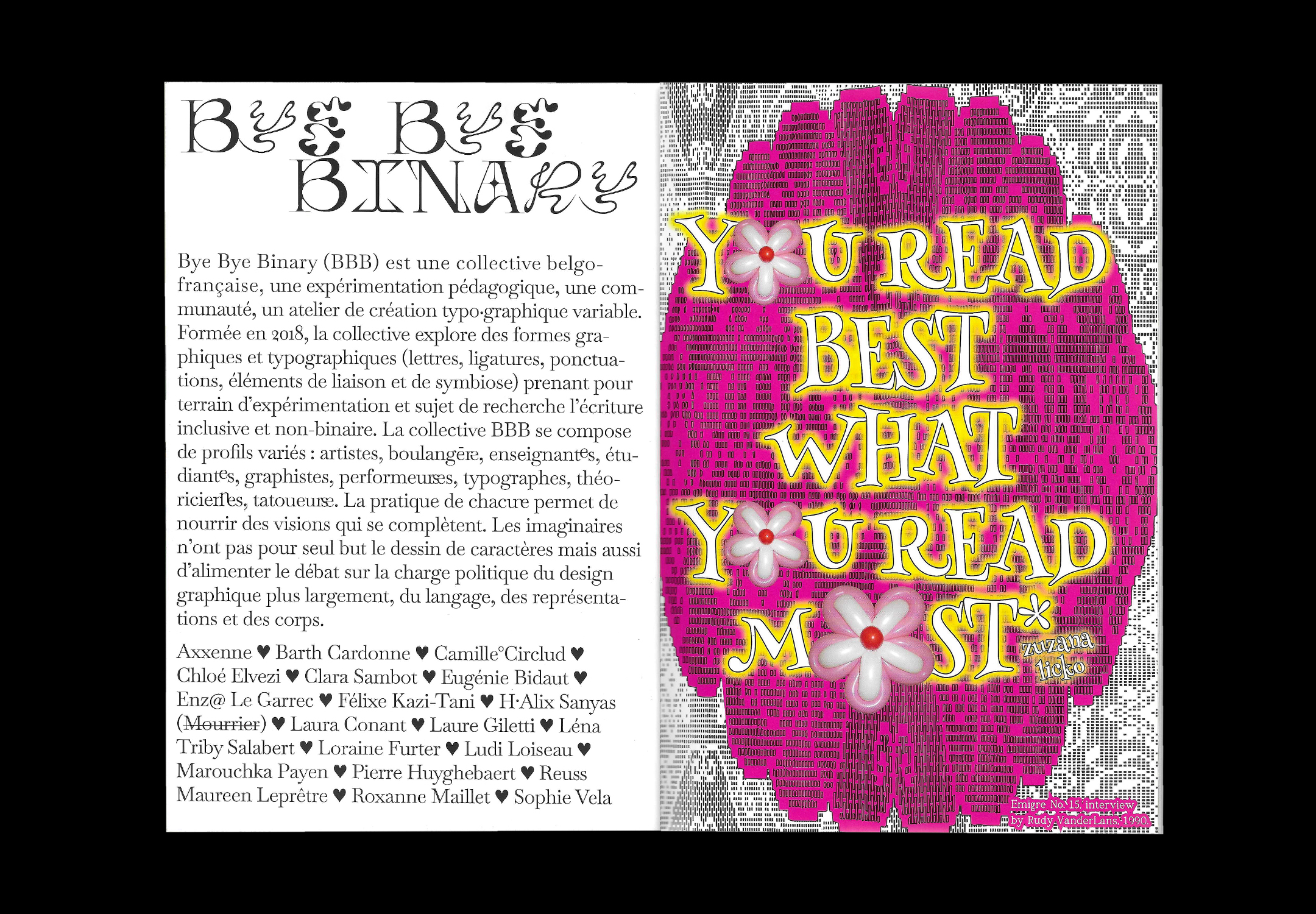 Double page et contribution de Bye Bye Binary au n°53 de la revue IF revue des arts et des écritures contemporaines