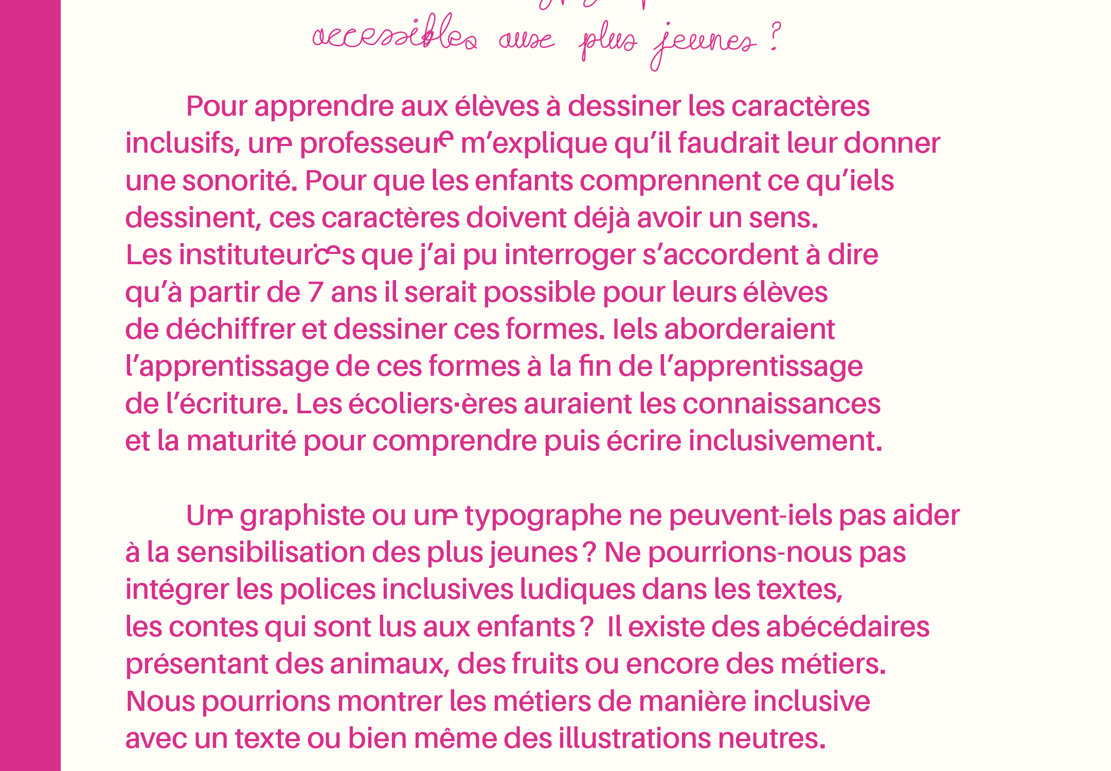 Zoom sur la composition typographique et les ligatures non-binaires.