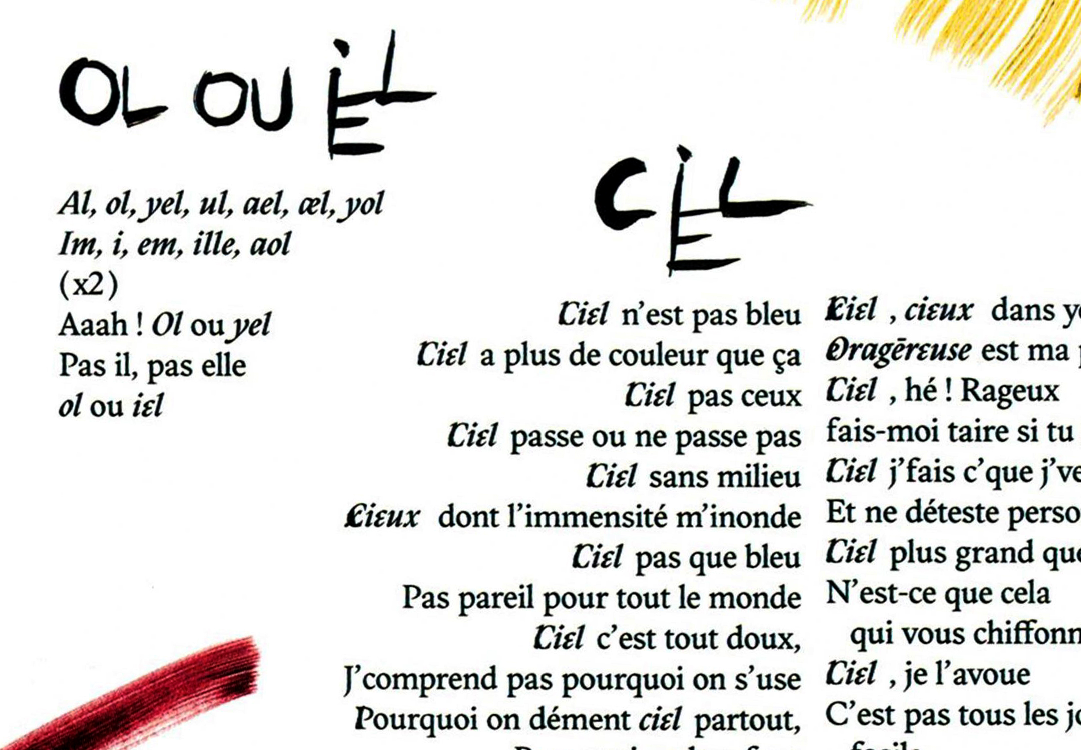 Vue rapprochée de la composition typographique et des ligatures inclusives.