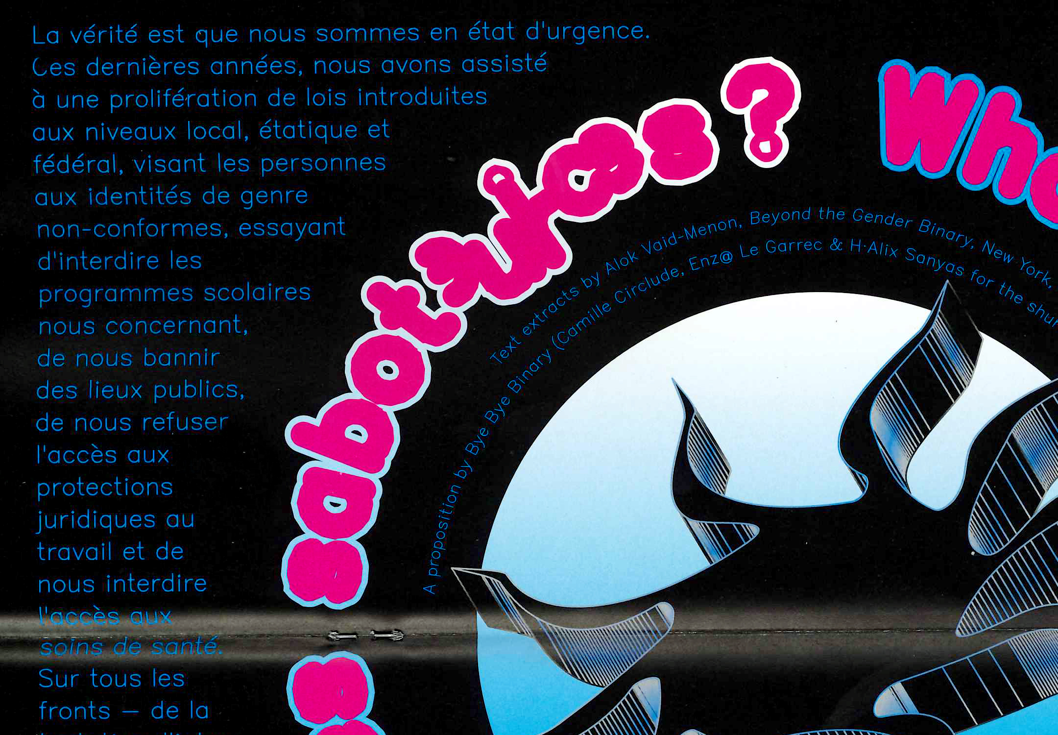 Détail de la contribution de Bye Bye Binary en poster central au cœur du magazine Rekto Verso