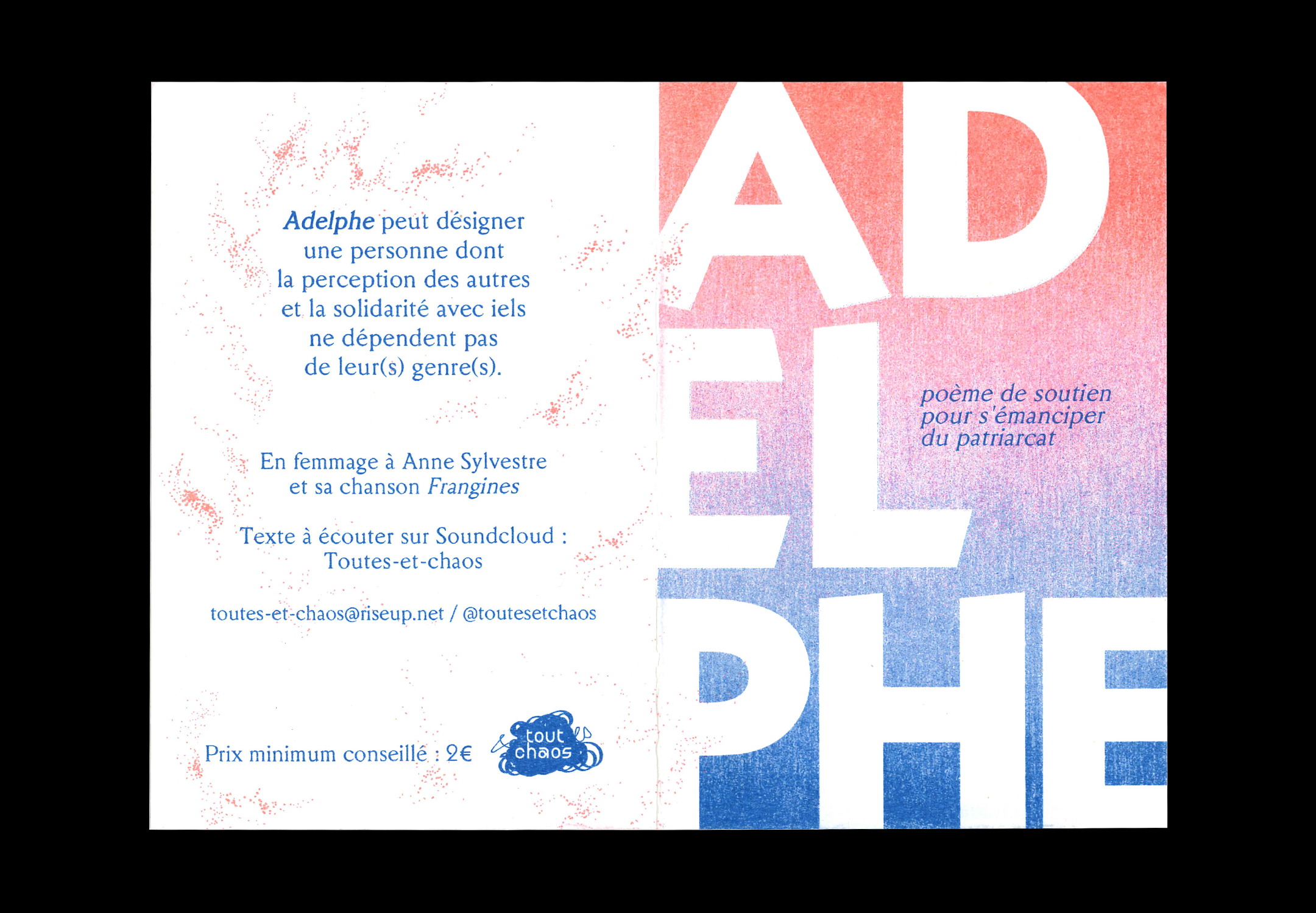 Première et quatrième de couverture du fanzine Adelphe