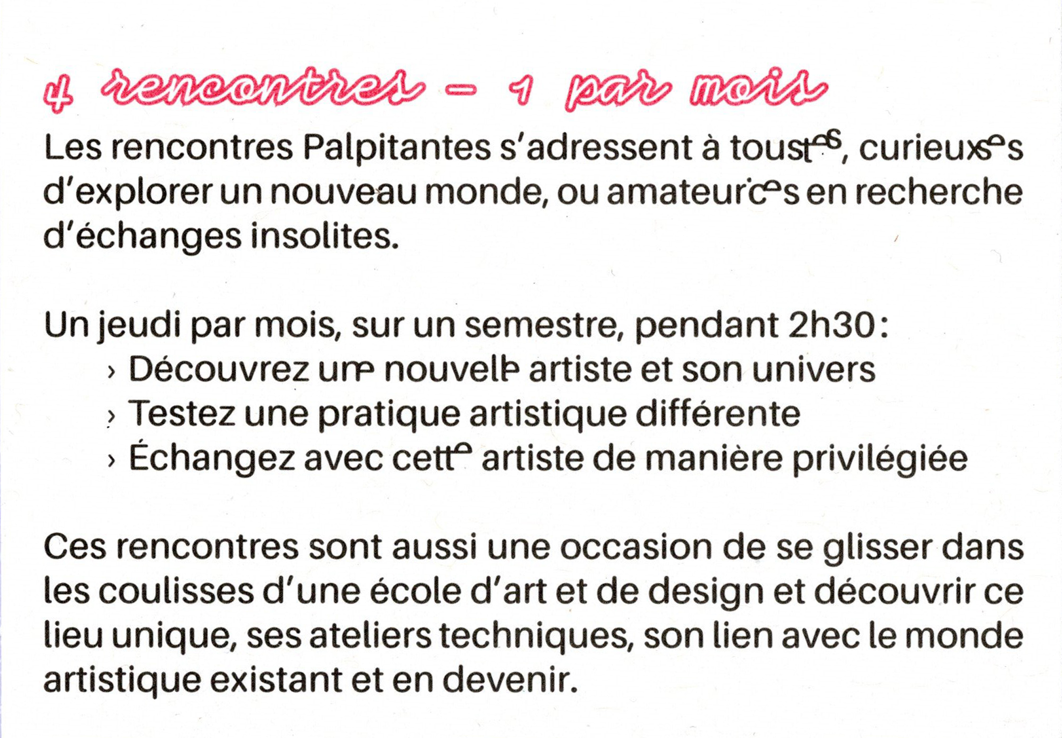 Zoom sur la composition du texte d'un flyers et ses ligatures post-binaires