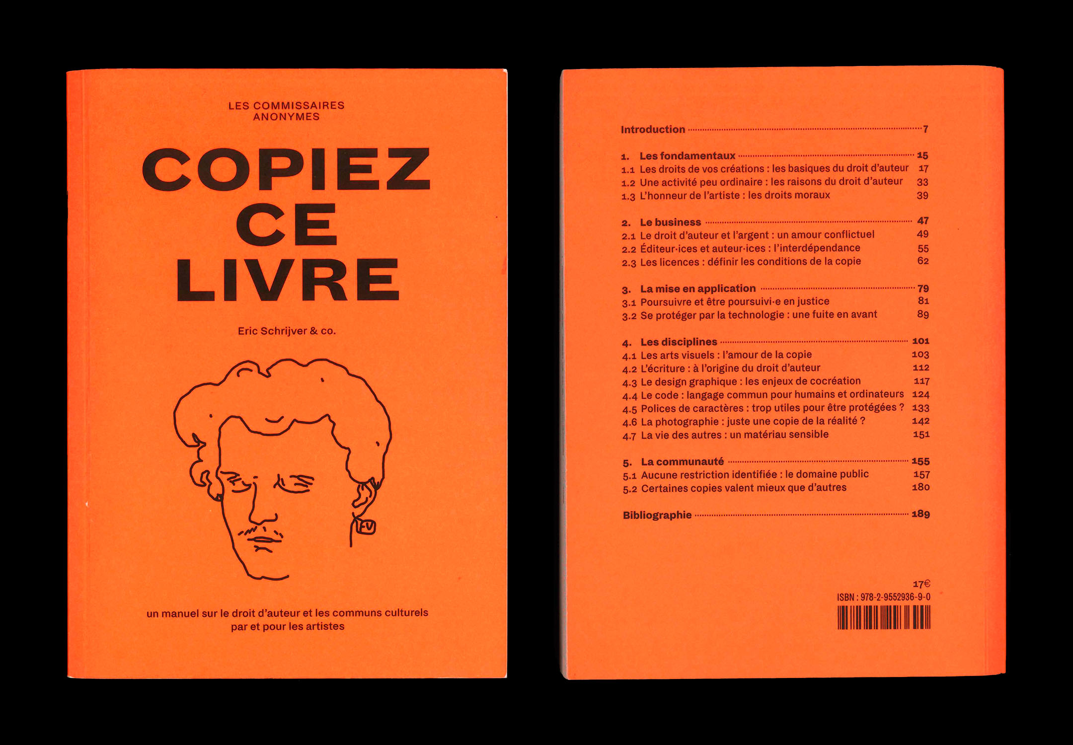 Couverture et quatrième de couverture du livre? Impression noir sur fond orange