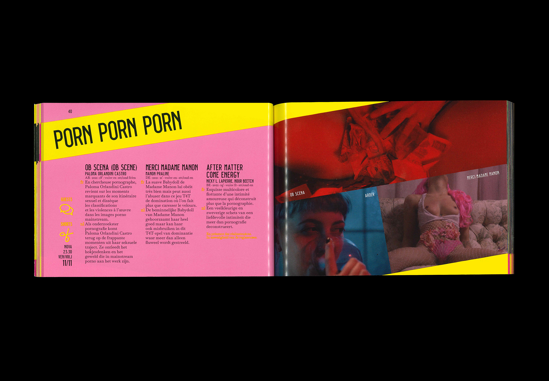 Double page du programme du Pink Screens 2022