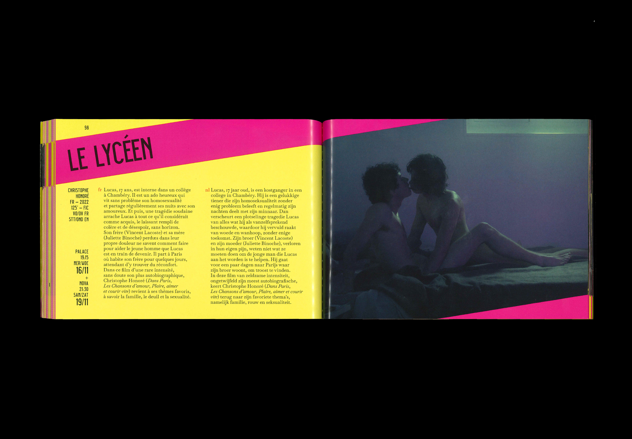 Double page du programme du Pink Screens 2022