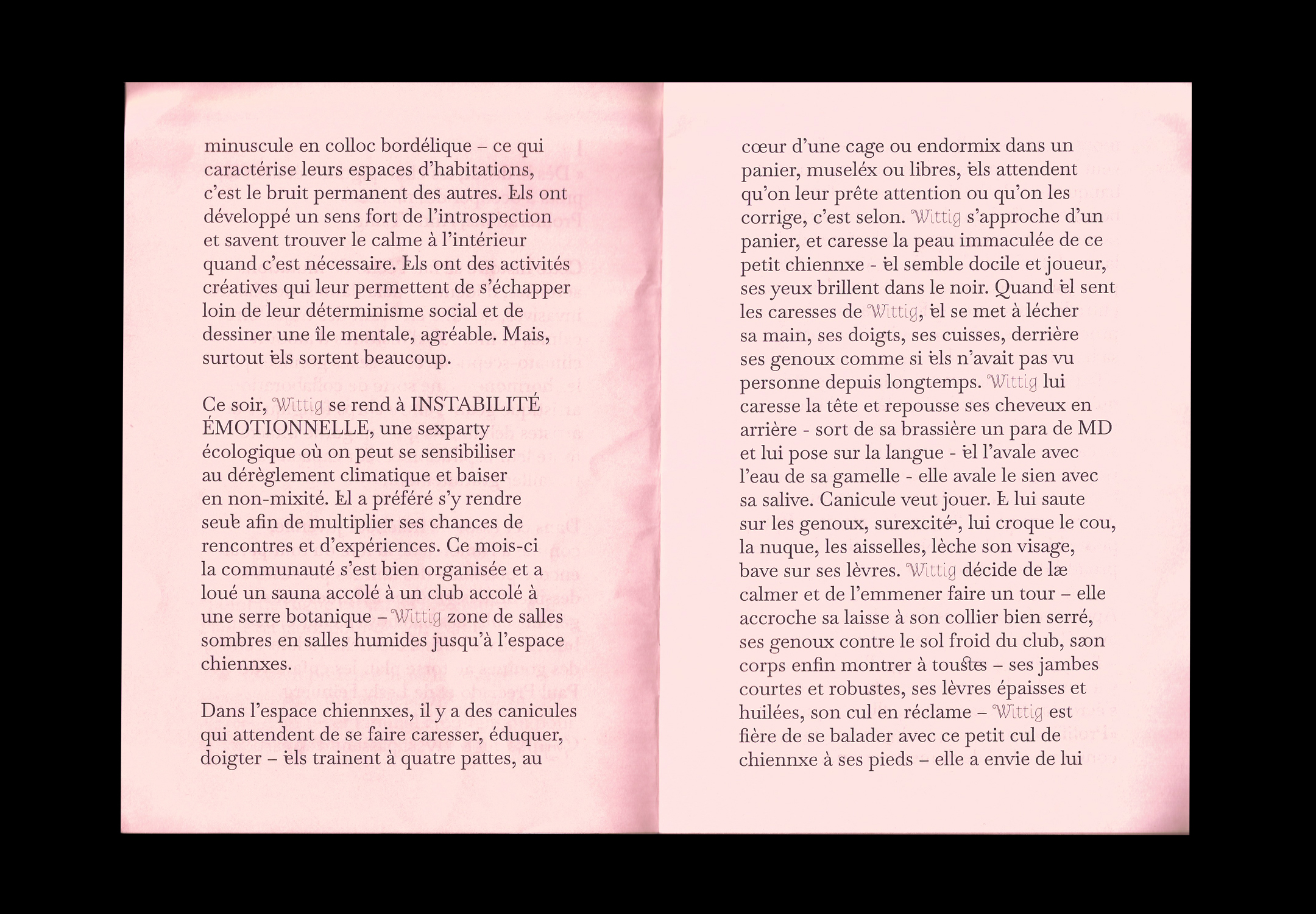 Double page du fanzine de France Baise, Point de fugue.