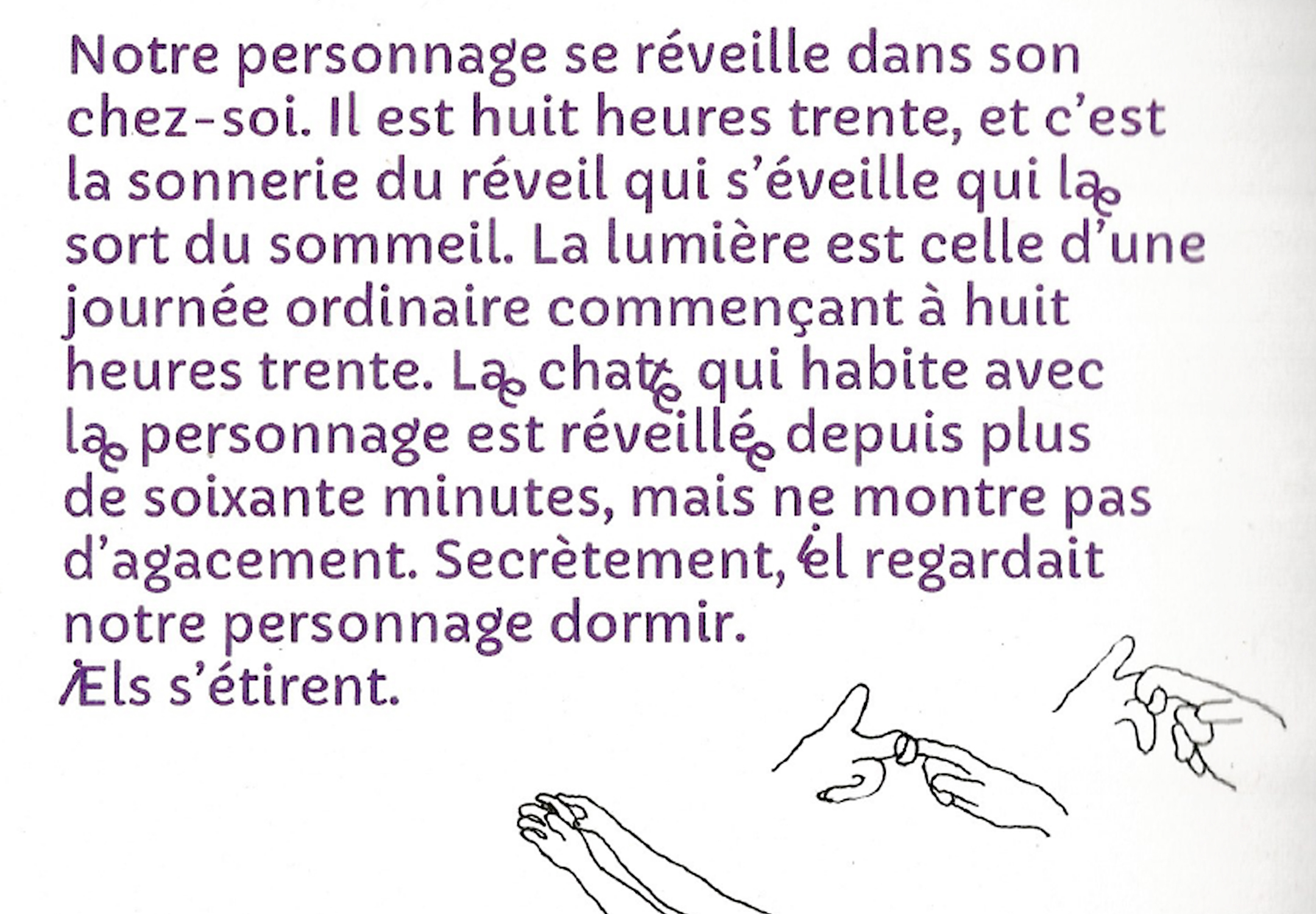 Vue rapprochée du texte et des glyphes inclusifs.