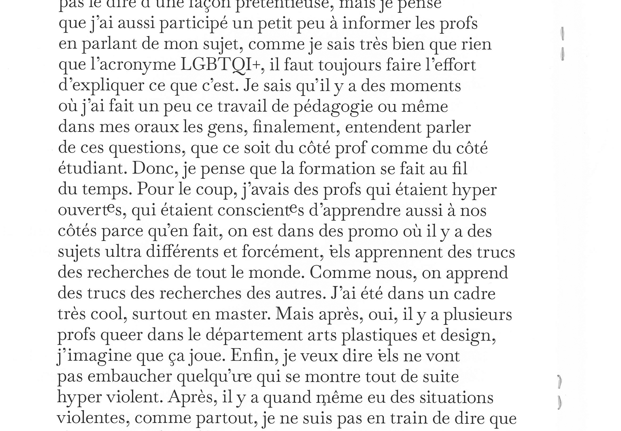 Détail d'une page du livret Design pour une pédagogie queer. Entretien avec Anna Pavie.