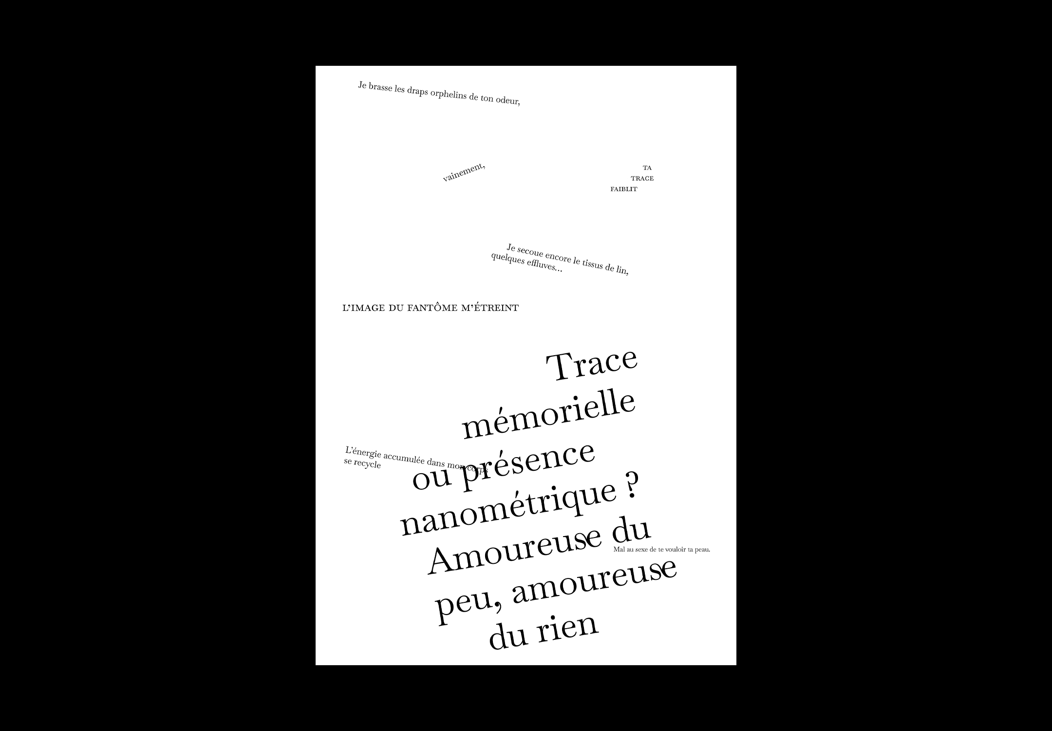 Poème au format A4, texte noir sur blanc