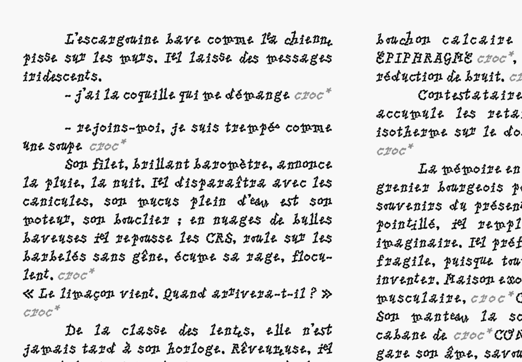 Vue rapprochée sur le texte et les glyphes inclusifs