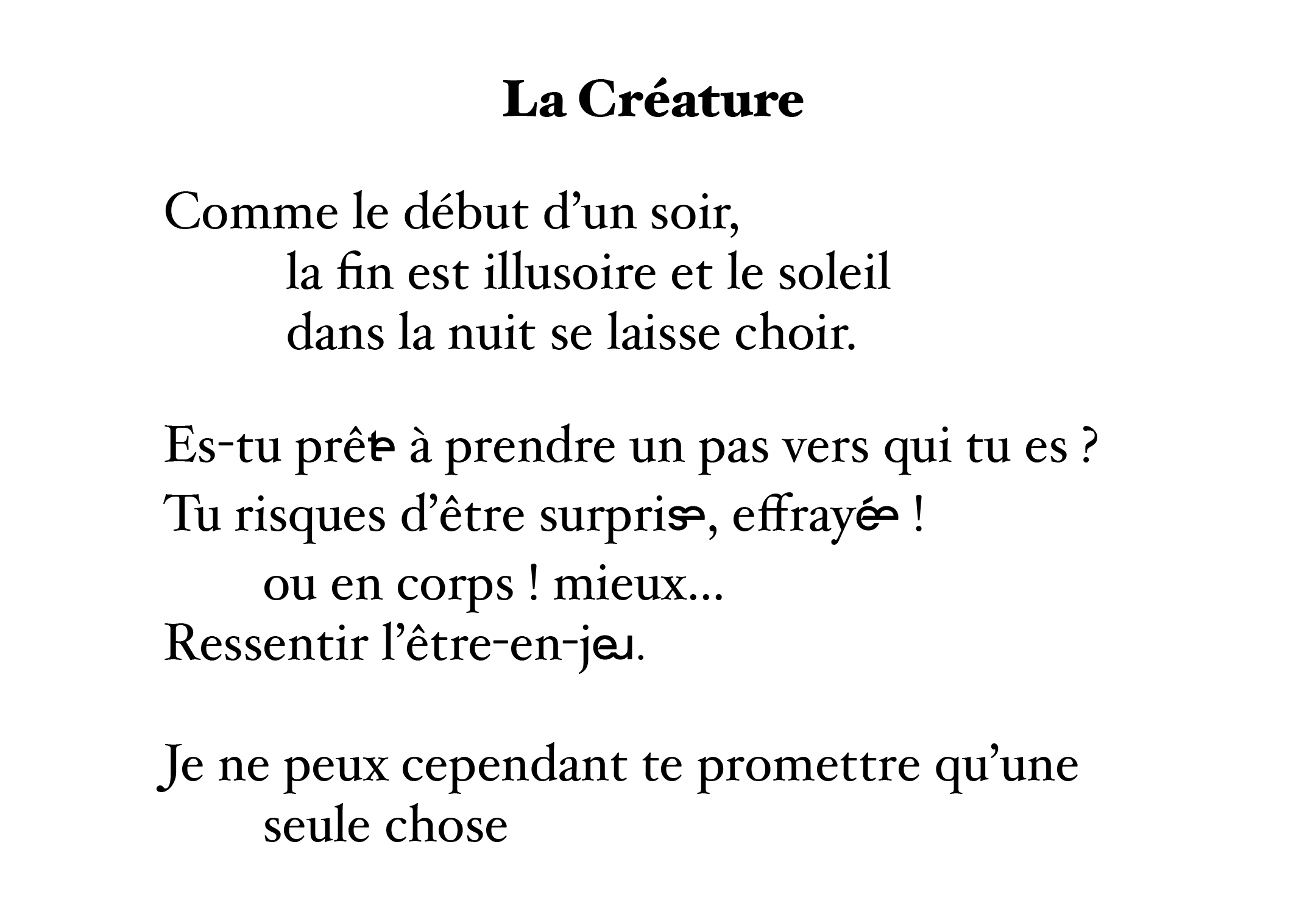 Vue rapprochée sur le texte et les ligatures inclusives.