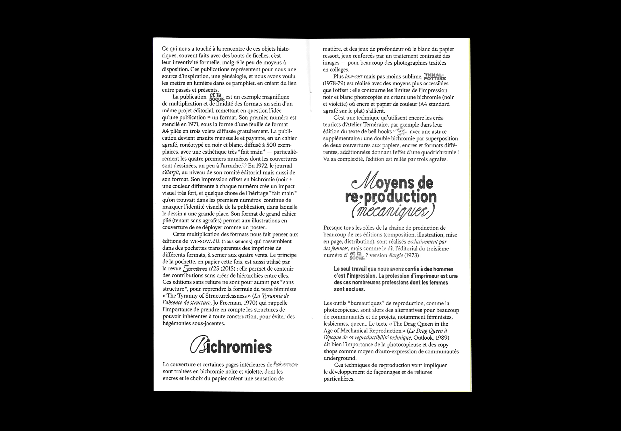 Double page intérieure, texte