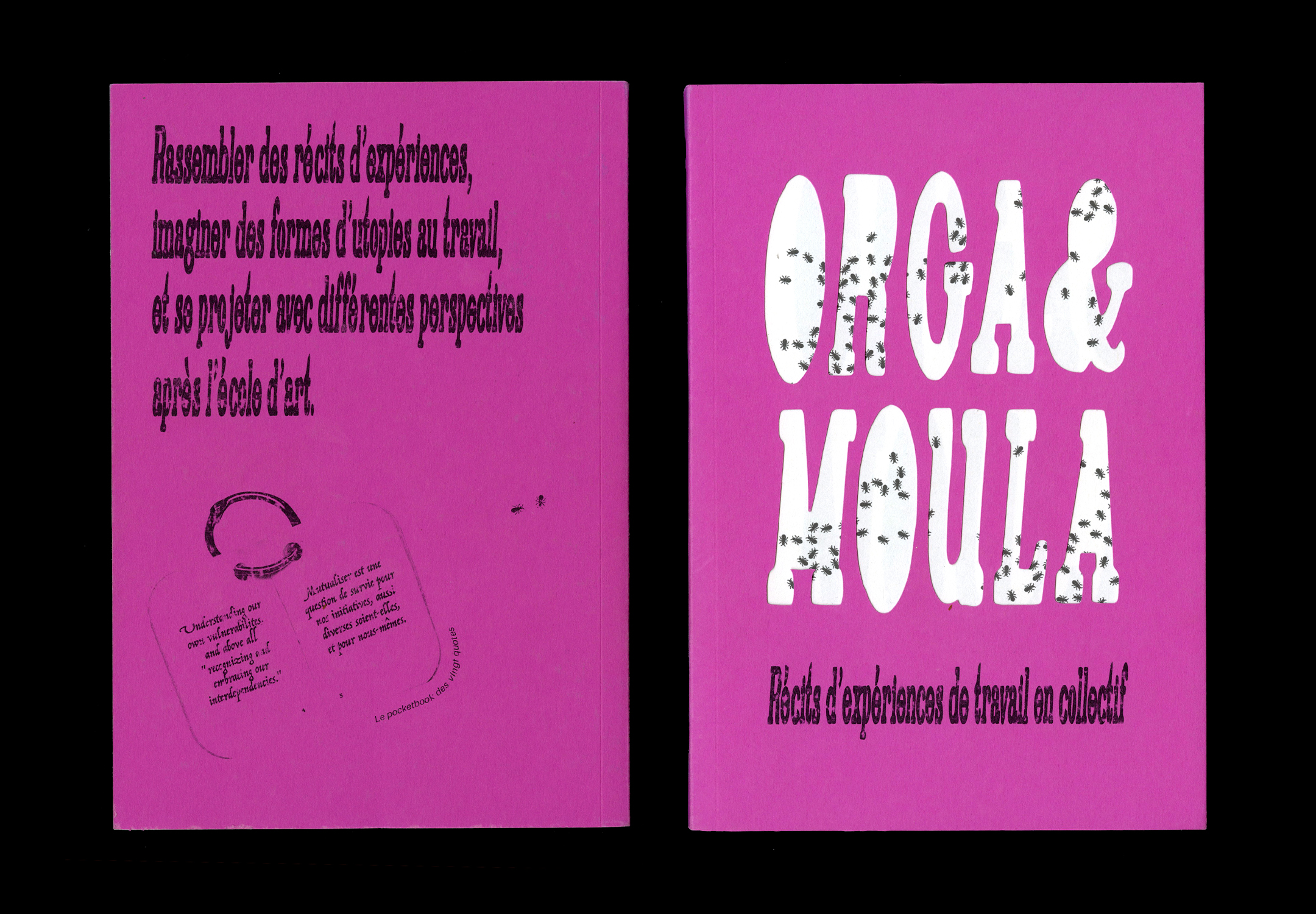Couverture et quatrième de couverture du livre, sur fond rose fluo