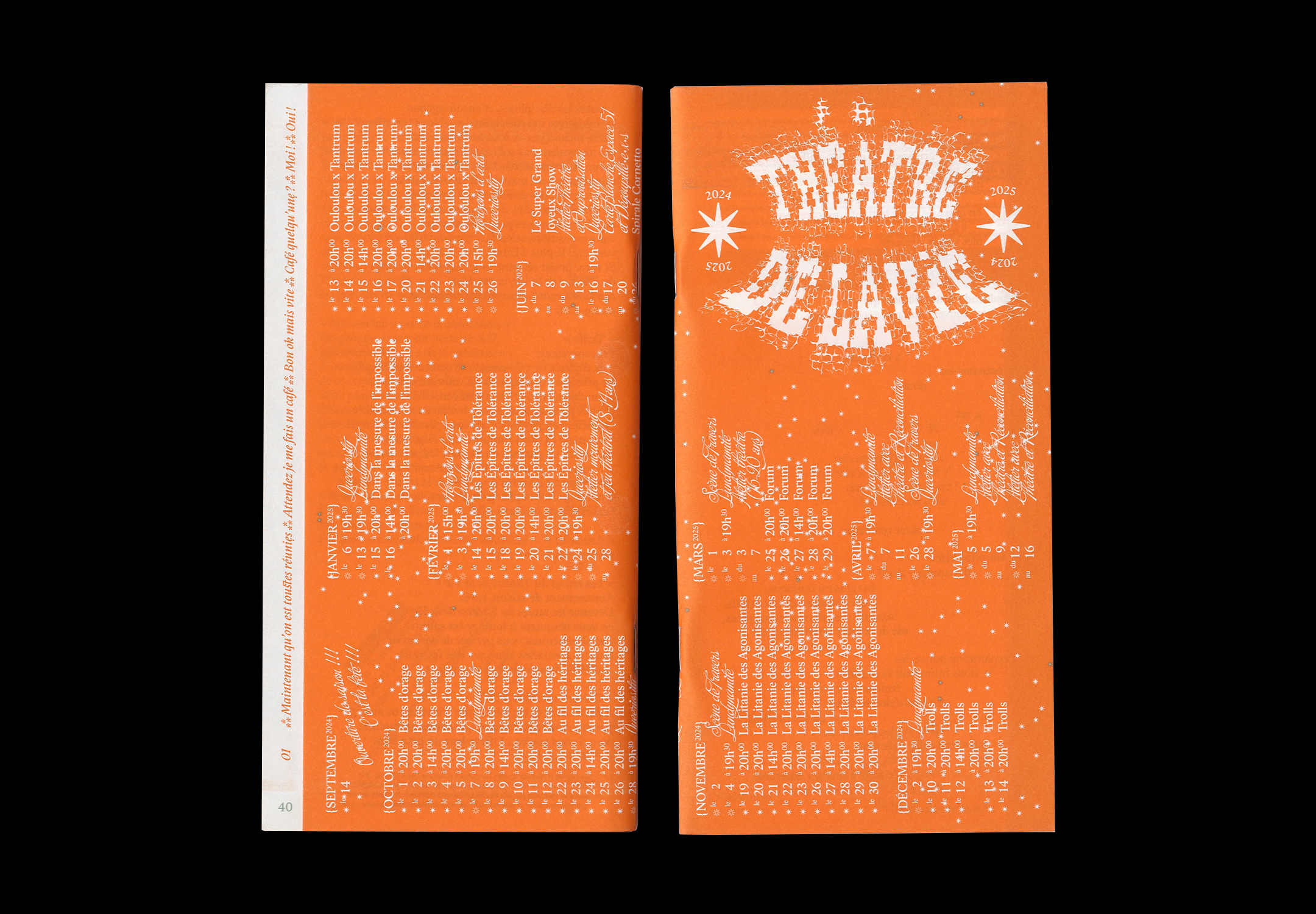 Couverture et quatrième de couverture de la brochure, orange.