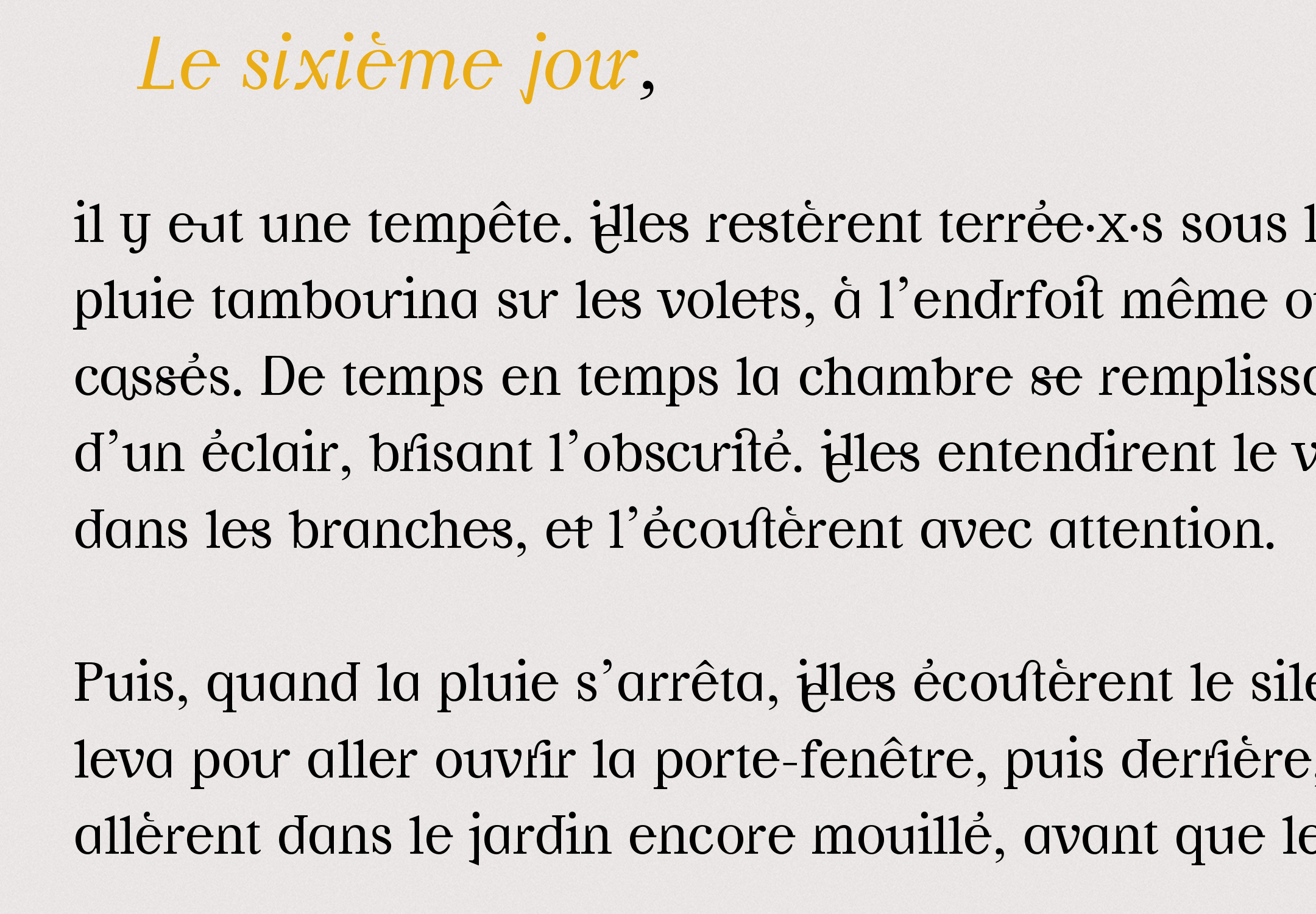 Vue rapprochée sur les ligatures du caractère Homoneta