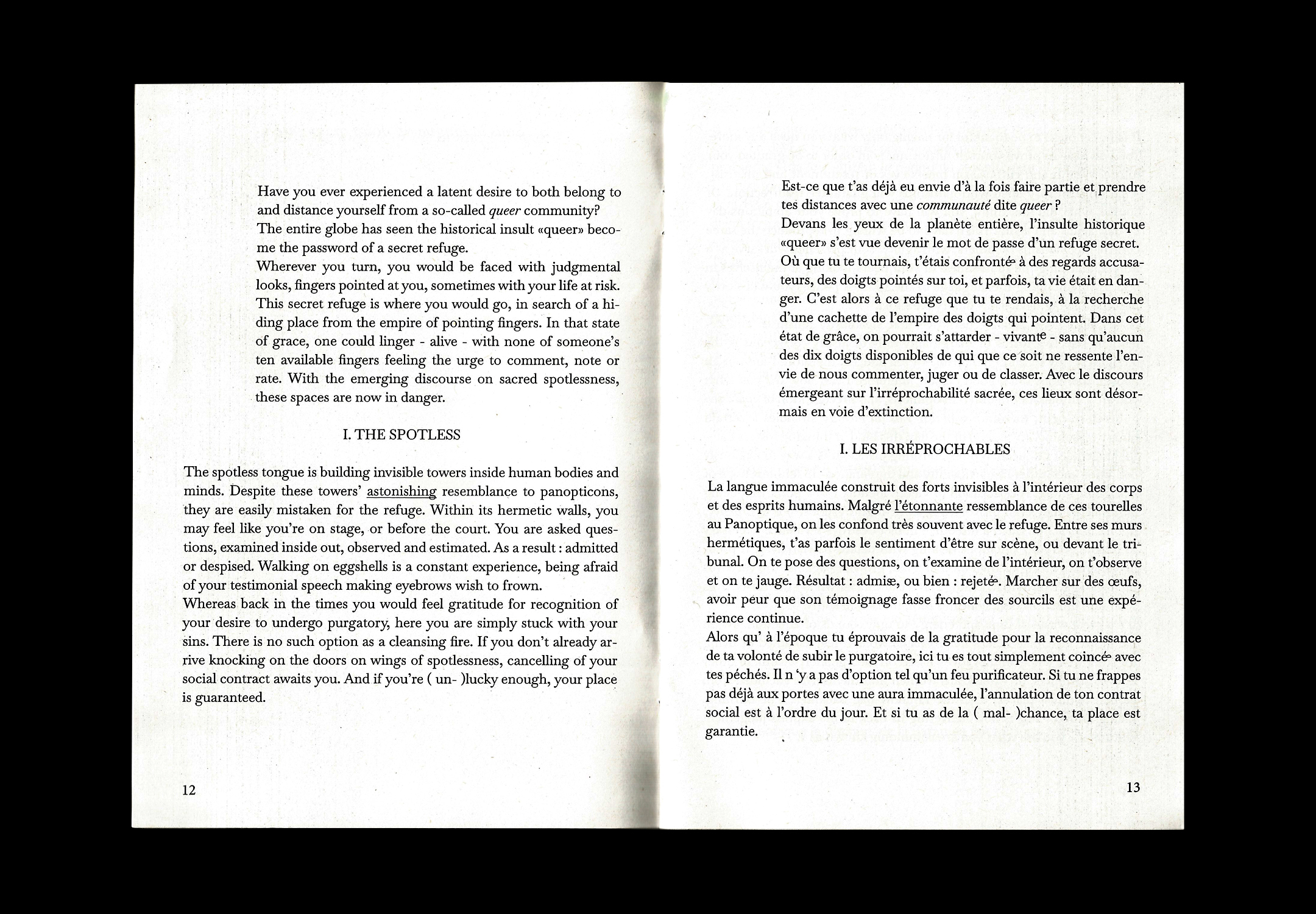Double-page intérieure du livre, texte noir.
