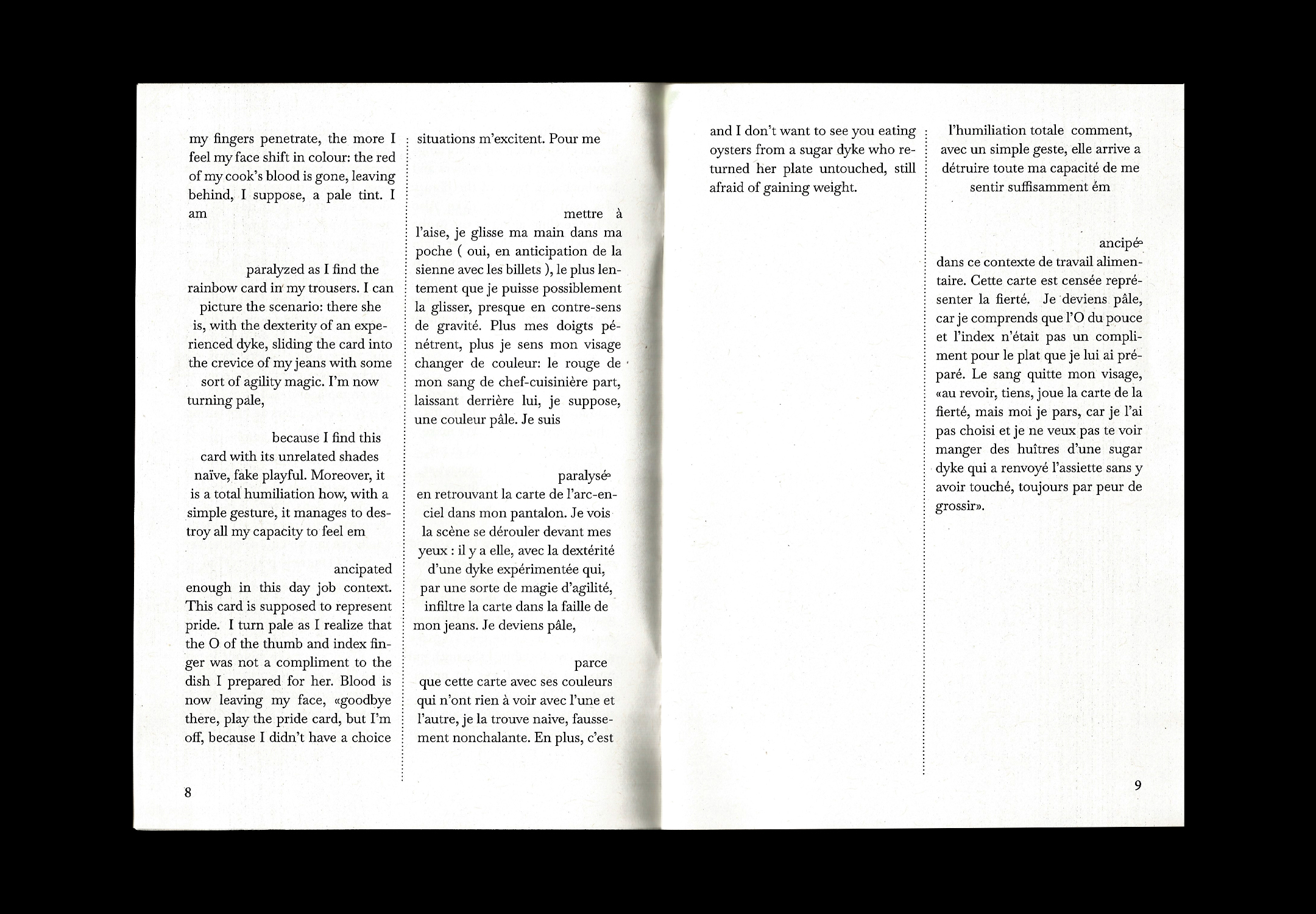Double-page intérieure du livre, texte noir.