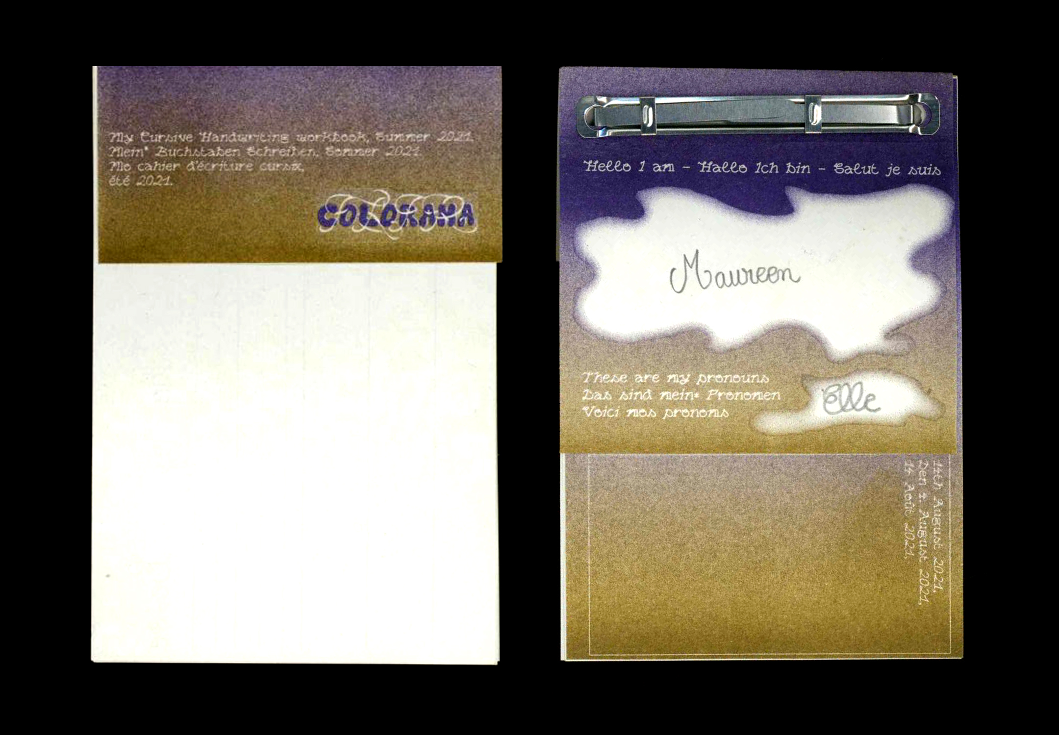 Couverture et quatrième de couverture du cahier.
