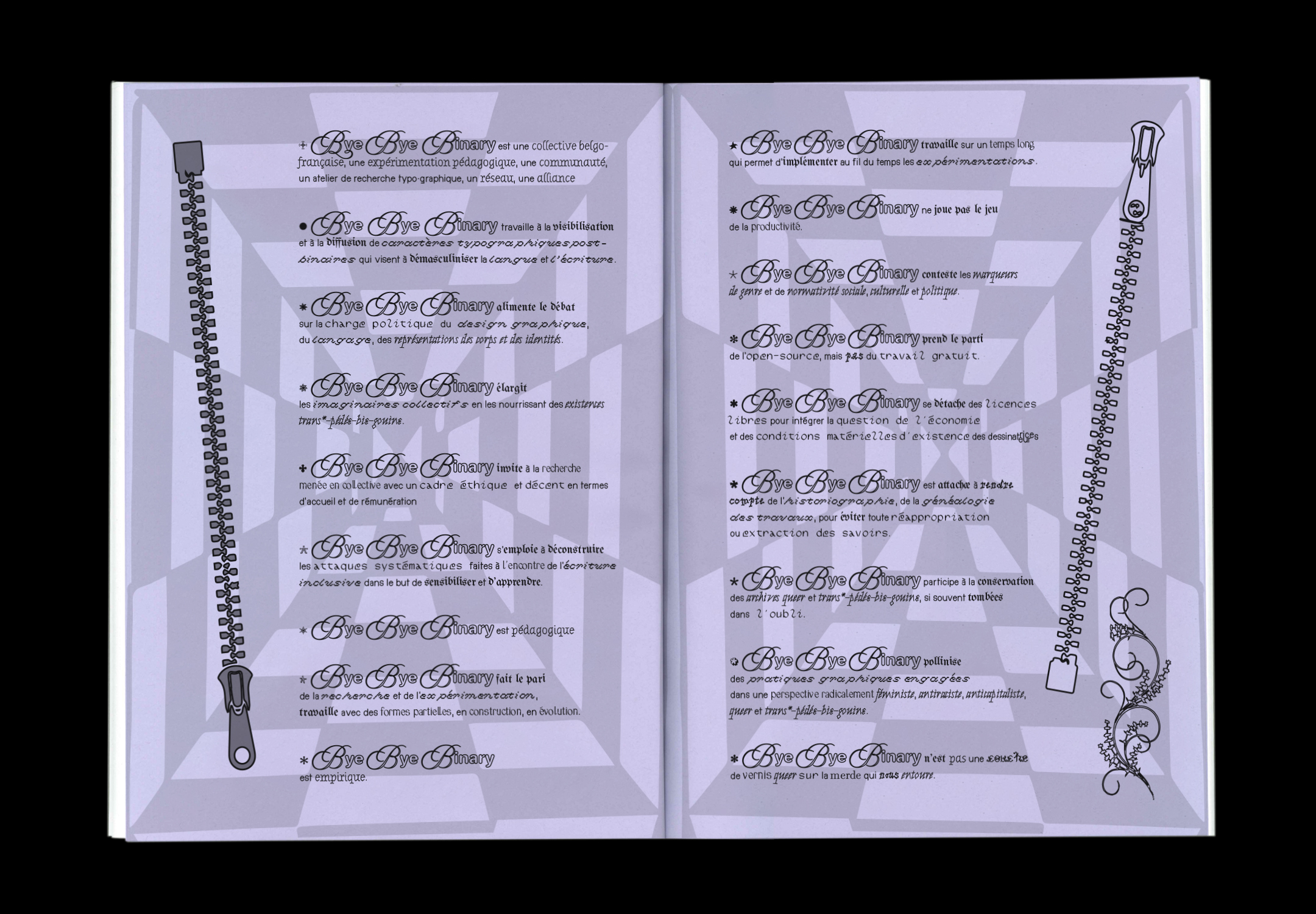 Double page du manifeste Love & Rage