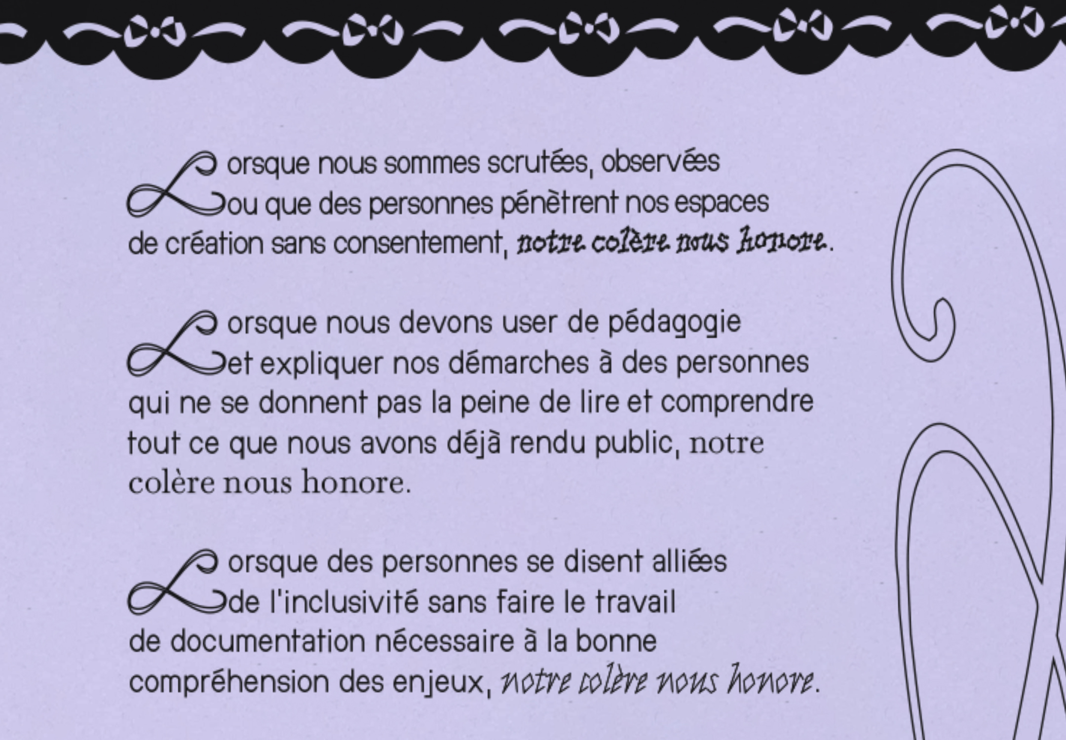 Détail d'une page avec des ligatures post-binaires